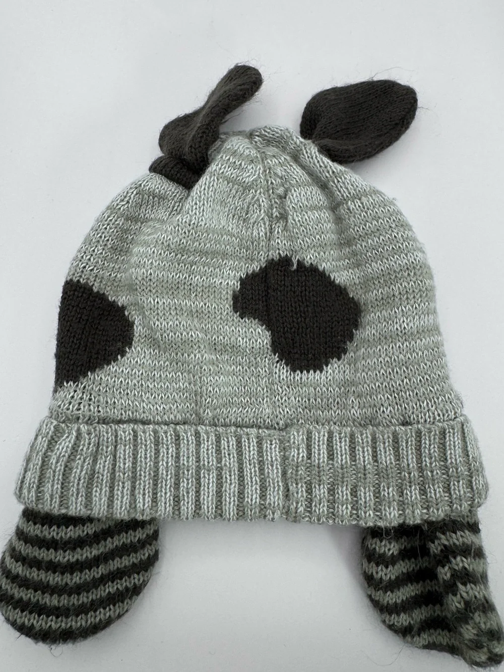 💜3/$15 Old Navy Toddler Gray Puppy Dog Critter Knit Beanie Hat Size L